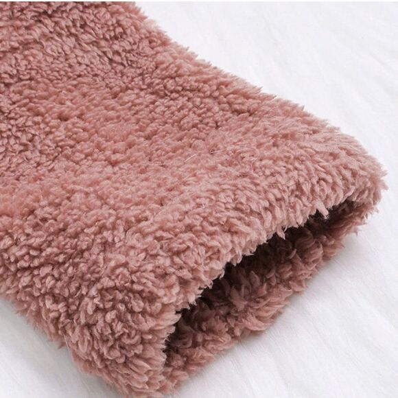 Women’s Cozy Pink Teddy Jacket w/ Cat Ear Hood Button Down Long Sleeve, Size 14 - Picture 7 of 13